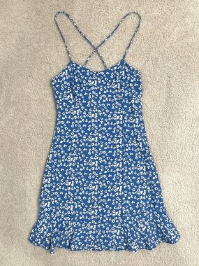 Zara Blue Floral Spaghetti Strap Sundress